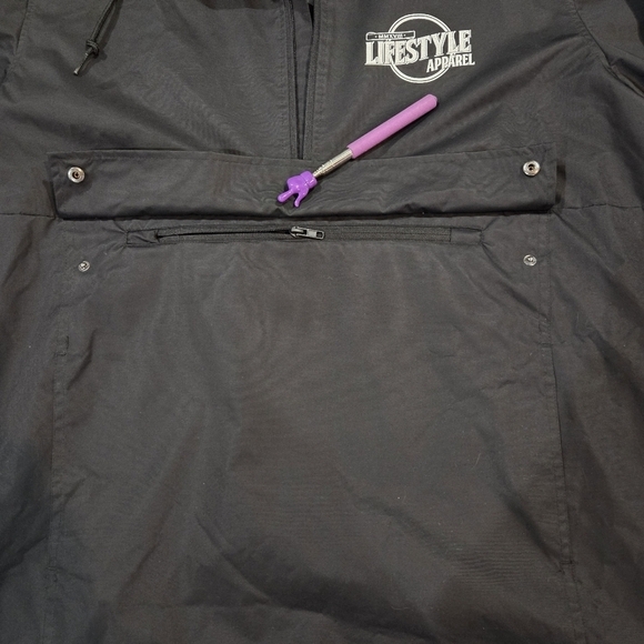 Lifestyle Men's Black Mesh Hooded Windbreaker Rain Jacket Size 2XL - Picture 7 of 8